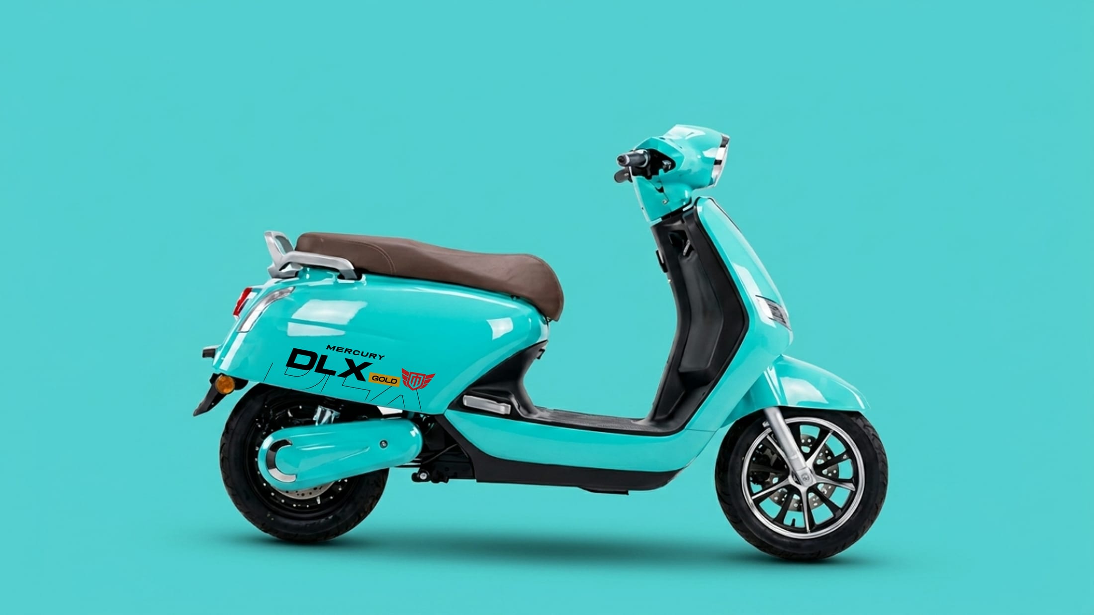 Side profile of the Mercury DLX GOLD electric scooter