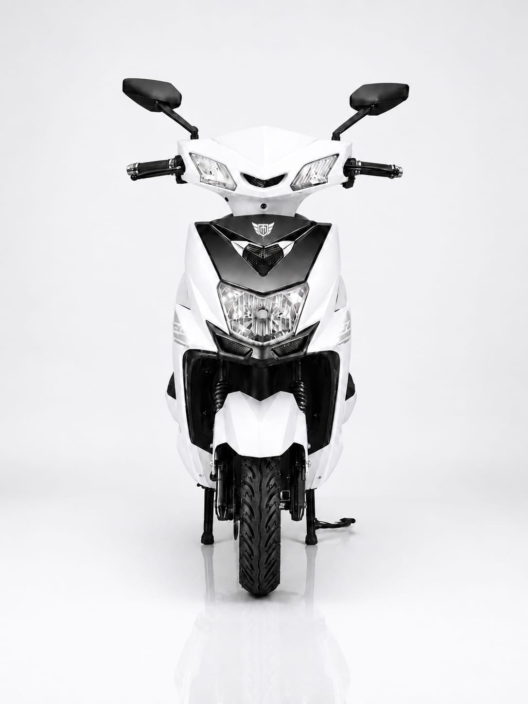 Mercury EZ Highspeed electric scooter photographed head-on in white