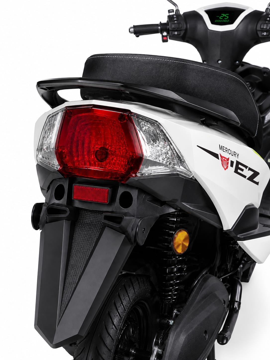 Tail light and rear mudguard on the Mercury EZ Highspeed electric scooter