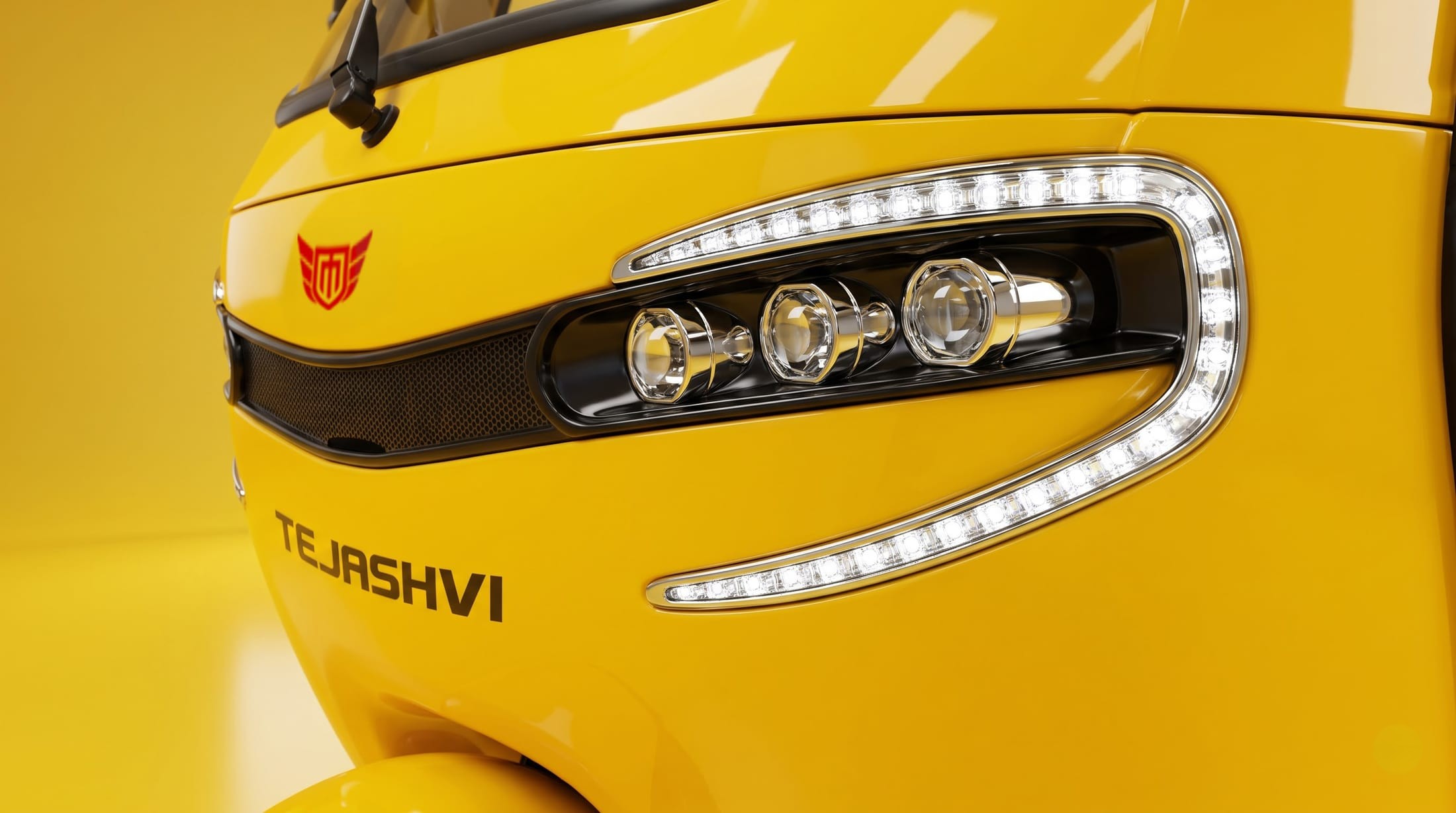 LED headlamp and daytime running lamp on the Mercury Tejashvi electric passenger auto